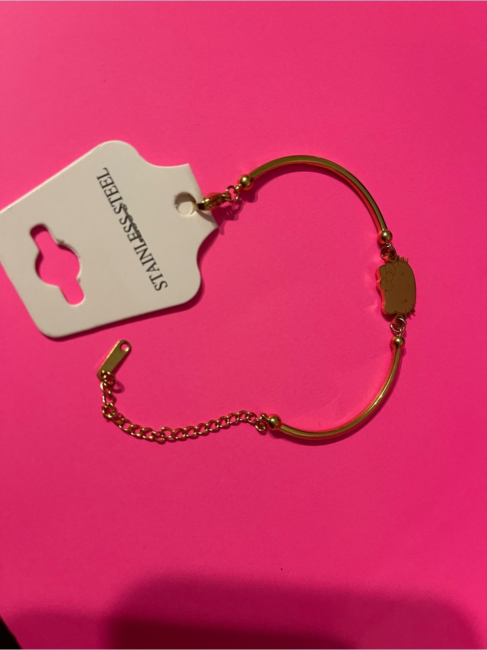 Gold plated Tone Stainless Steel Hello Kitty Bracelet